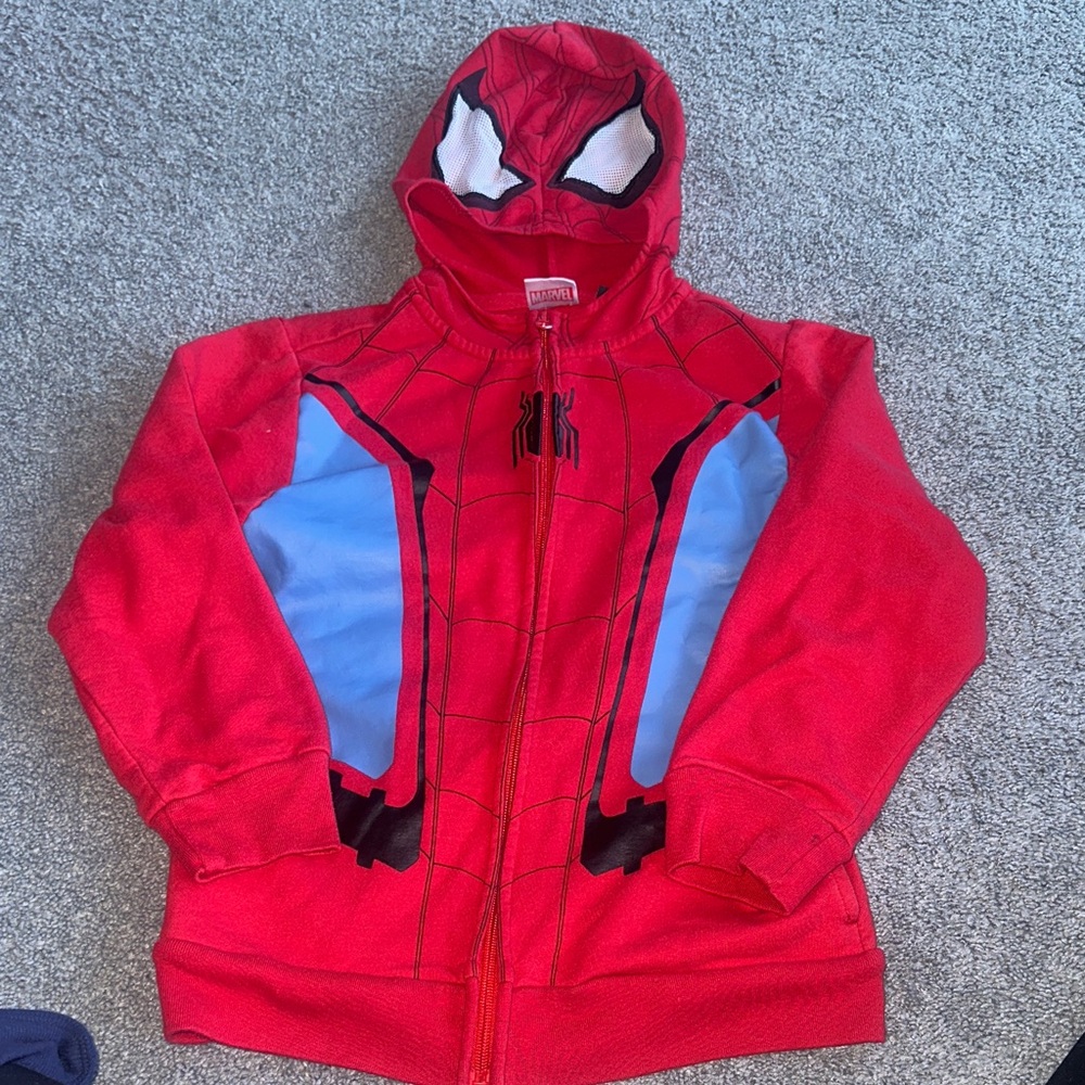 Spider-Themed Red and Blue Kids Costume Hoodie